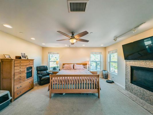 Bedroom, Fireplace, Interior, Recessed Lighting