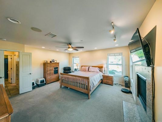Bedroom, Fireplace, Interior, Recessed Lighting