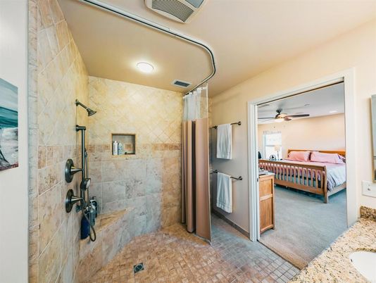 Bathroom, Bedroom, Interior, Recessed Lighting, Stone Walls