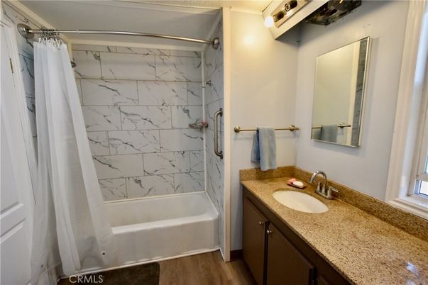 Bathroom, Interior, Marble Walls, Wood Texture Flooring