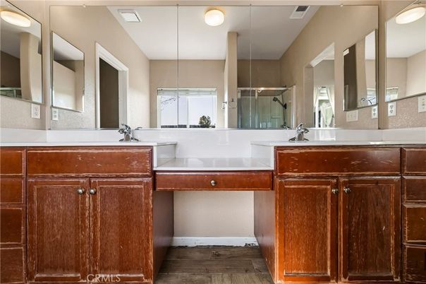 Bathroom, Dual Sink Vanities, Interior, Wood Texture Flooring