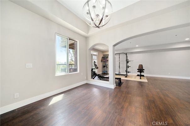 Fitness Equipment, Interior, Pendant Lights, Recessed Lighting, Wood Texture Flooring