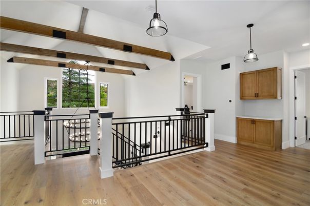 Interior, Pendant Lights, Recessed Lighting, Wooden Beams, Wood Texture Flooring