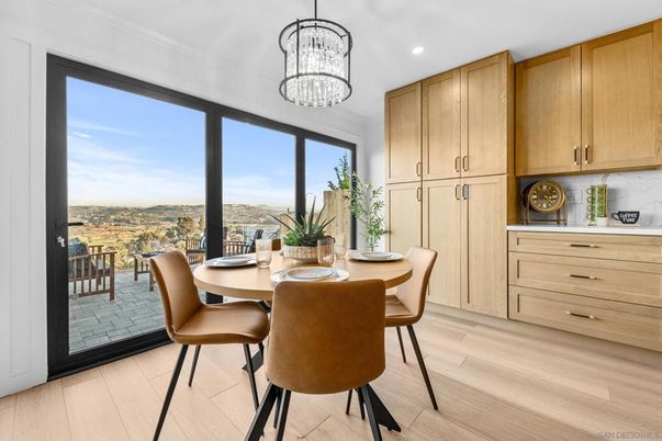 Chandelier, Dining room, Interior, Pendant Lights, Recessed Lighting, Wood Texture Flooring