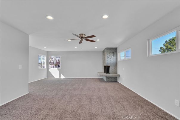 Empty room, Fireplace, Interior, Recessed Lighting