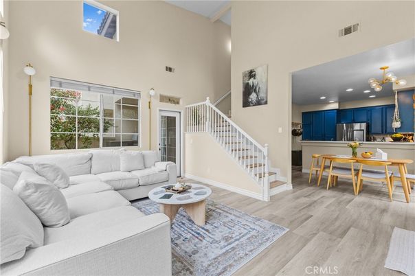 Dining room, Interior, Kitchen, Living room, Recessed Lighting, Stainless Steel Appliances, Wood Texture Flooring