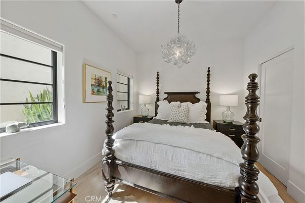 Bedroom, Chandelier, Interior, Pendant Lights, Wood Texture Flooring