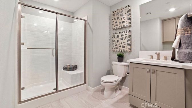 Bathroom, Glass Shower, Interior, Recessed Lighting