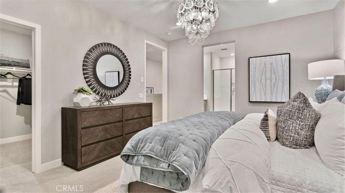 Bedroom, Chandelier, Interior, Recessed Lighting