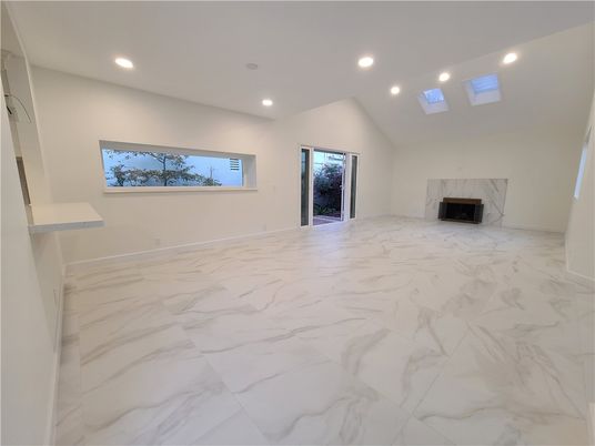 Empty room, Fireplace, Interior, Marble, Recessed Lighting