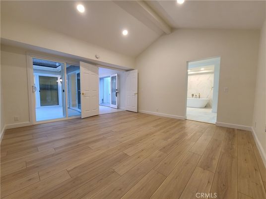 Bathroom, Empty room, Interior, Recessed Lighting, Wood Texture Flooring
