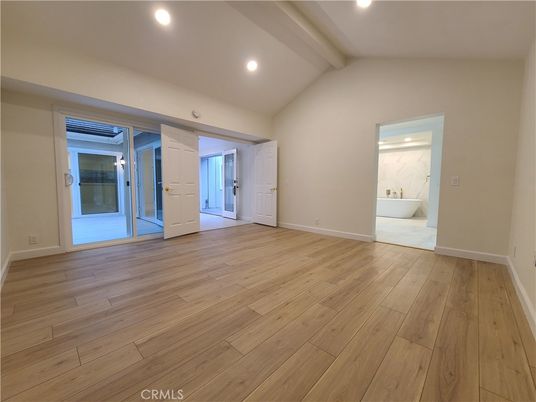 Bathroom, Empty room, Interior, Recessed Lighting, Wood Texture Flooring