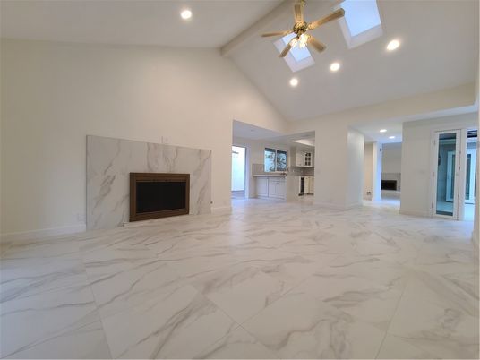 Empty room, Interior, Kitchen, Marble, Marble Walls, Recessed Lighting