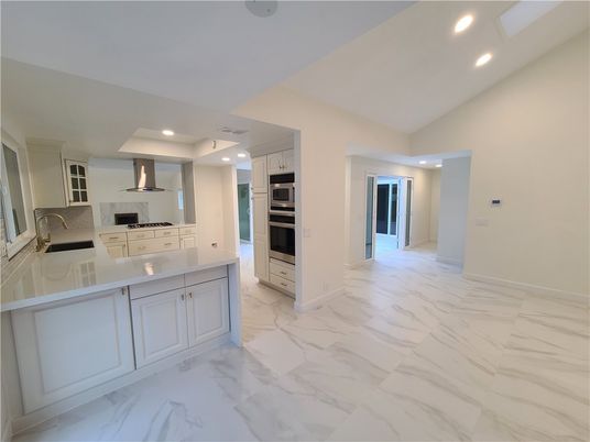 Interior, Kitchen, Marble, Recessed Lighting, Stainless Steel Appliances