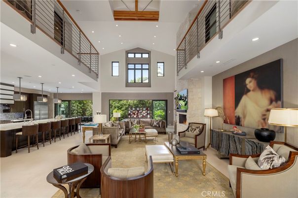 Fireplace, Interior, Kitchen, Living room, Pendant Lights, Recessed Lighting