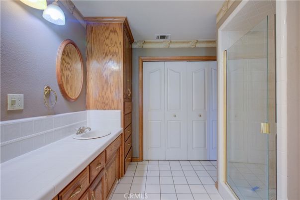 Bathroom, Dual Sink Vanities, Glass Shower, Interior, Tile Countertops