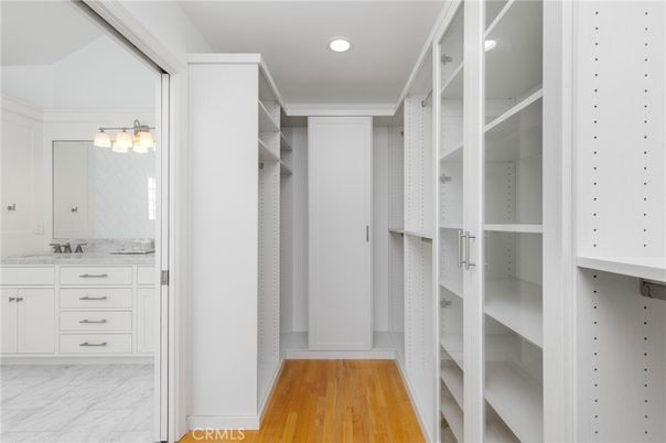 Interior, Marble, Recessed Lighting, Walk-in Closets, Wood Texture Flooring