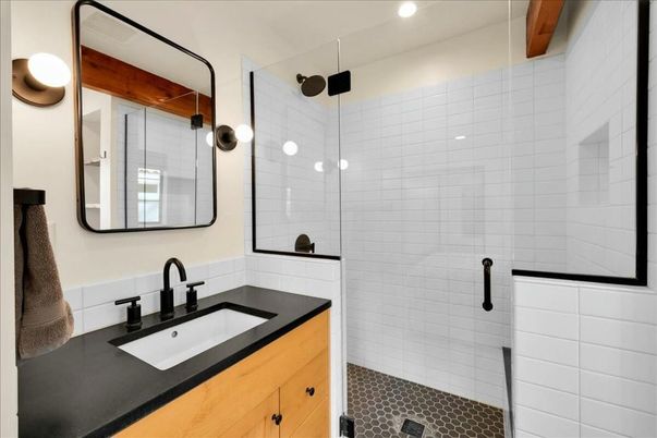 Bathroom, Glass Shower, Interior, Recessed Lighting