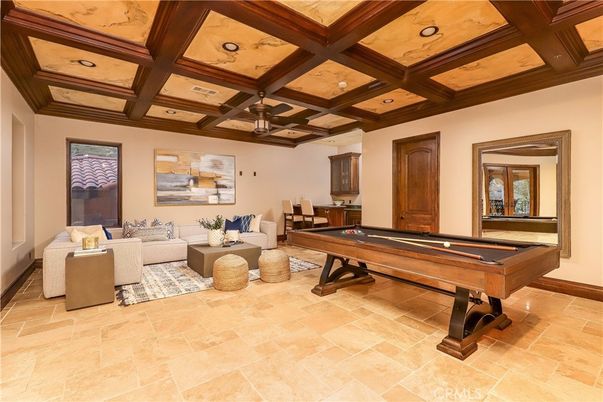 Billiard Table, Game Room, Interior, Living room, Recessed Lighting, Wooden Beams
