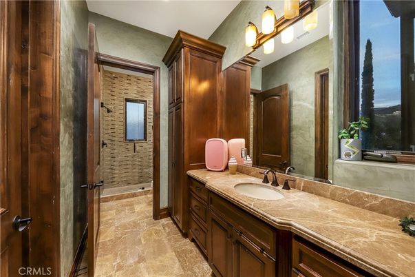 Bathroom, Dual Sink Vanities, Interior, Stone Walls