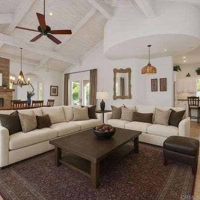 Chandelier, Dining room, Interior, Kitchen, Living room, Pendant Lights, Recessed Lighting, Wood Texture Flooring