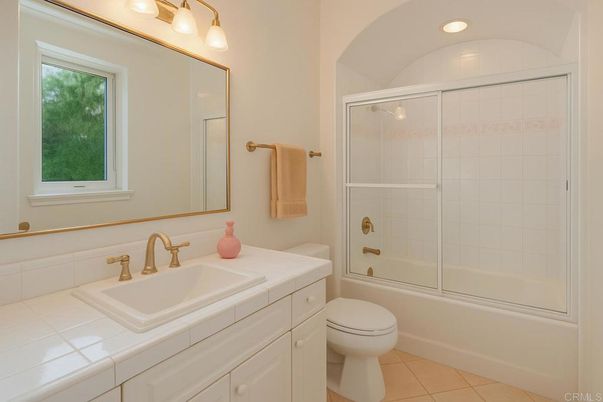 Bathroom, Glass Shower, Interior, Recessed Lighting, Tile Countertops