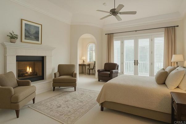 Bedroom, Fireplace, Interior