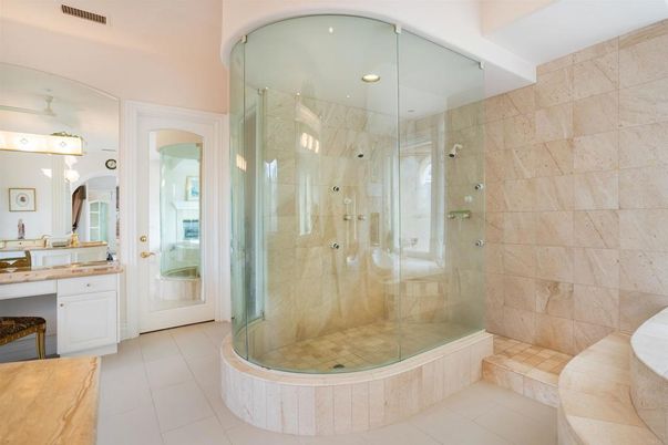 Bathroom, Glass Shower, Interior, Recessed Lighting