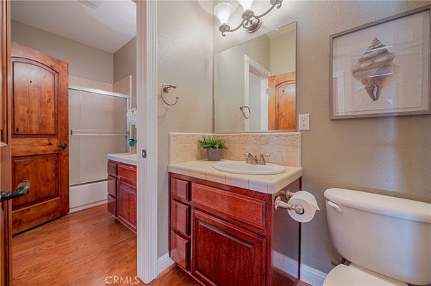 Bathroom, Interior, Tile Countertops, Wood Texture Flooring