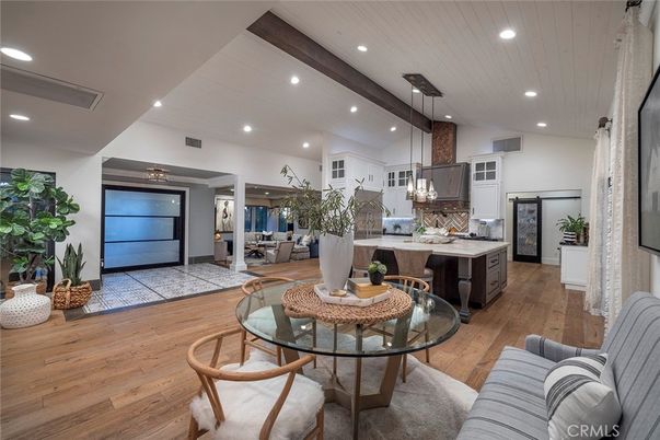 Dining room, Interior, Kitchen, Living room, Pendant Lights, Recessed Lighting, Wood Texture Flooring