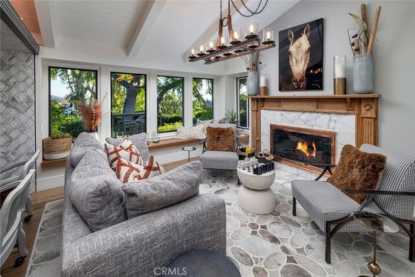 Fireplace, Interior, Living room, Pendant Lights