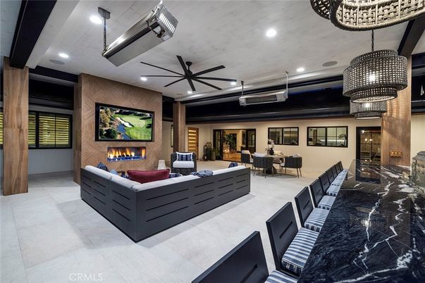 Dining room, Fireplace, Interior, Living room, Pendant Lights, Recessed Lighting