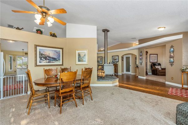 Dining room, Interior, Recessed Lighting, Wood Texture Flooring