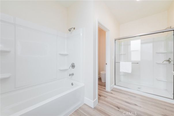 Bathroom, Glass Shower, Interior, Wood Texture Flooring