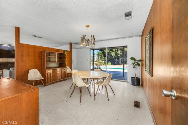 Dining room, Interior, Pendant Lights, Wooden Walls