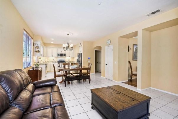 Chandelier, Dining room, Interior, Kitchen, Living room, Recessed Lighting, Stainless Steel Appliances