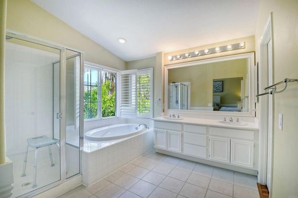 Bathroom, Dual Sink Vanities, Glass Shower, Interior, Recessed Lighting