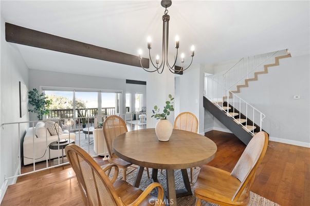 Chandelier, Dining room, Interior, Living room, Wooden Beams, Wood Texture Flooring