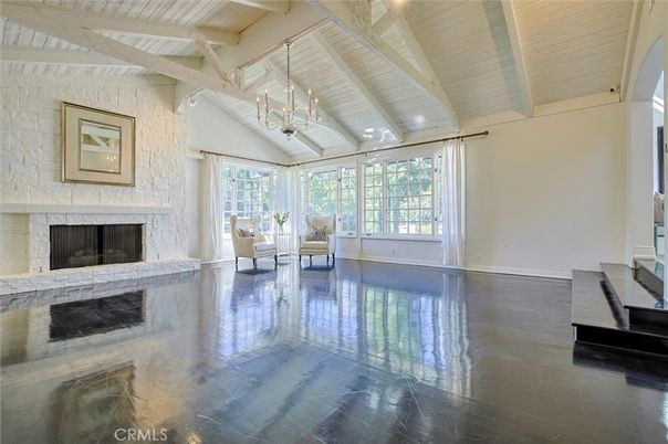 Chandelier, Empty room, Fireplace, Interior, Wood Texture Flooring