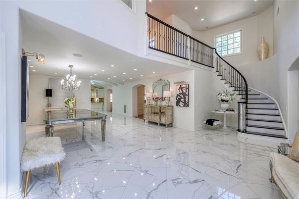 Chandelier, Interior, Marble, Recessed Lighting
