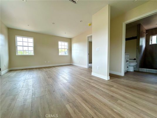 Bathroom, Empty room, Interior, Recessed Lighting, Wood Texture Flooring
