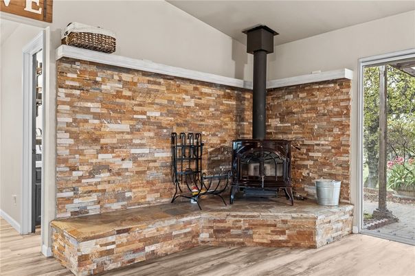 Fireplace, Interior, Stone Walls, Wood Texture Flooring