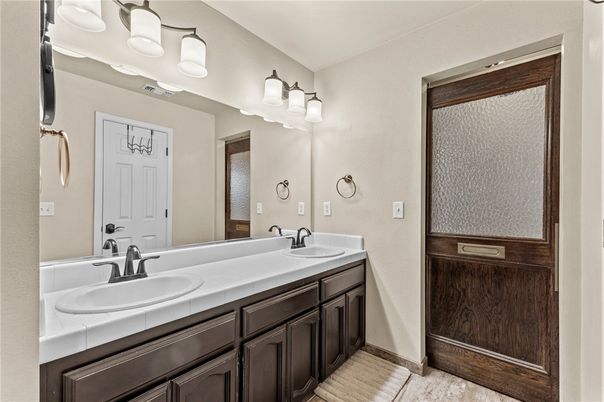 Bathroom, Dual Sink Vanities, Interior, Tile Countertops