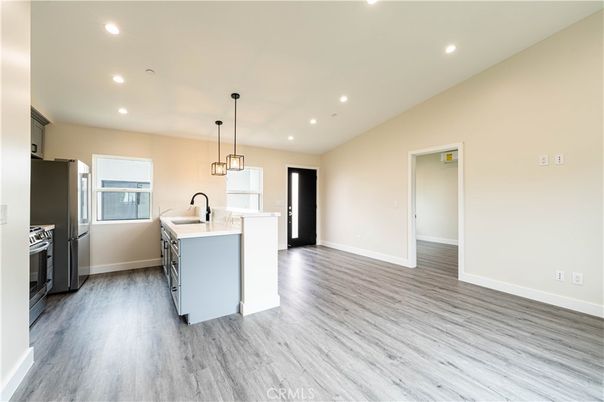 Interior, Kitchen, Pendant Lights, Recessed Lighting, Wood Texture Flooring