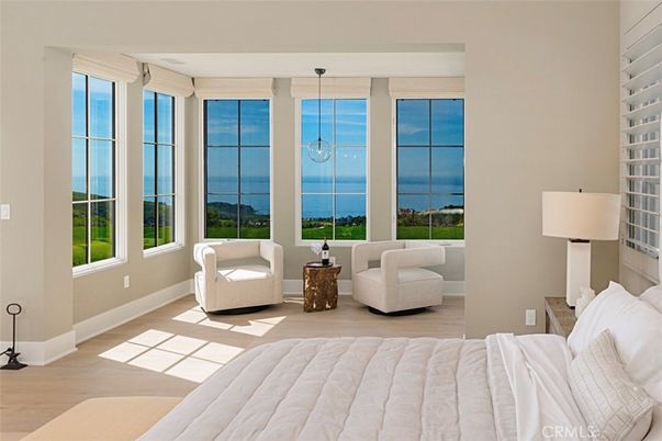 Bedroom, Interior, Pendant Lights, Water, Wood Texture Flooring