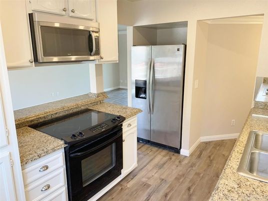 Interior, Kitchen, Stainless Steel Appliances, Wood Texture Flooring