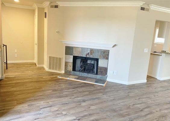 Fireplace, Interior, Recessed Lighting, Wood Texture Flooring
