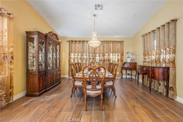 Chandelier, Dining room, Interior, Wood Texture Flooring