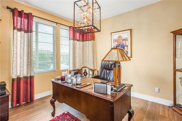 Chandelier, Home Office, Interior, Wood Texture Flooring