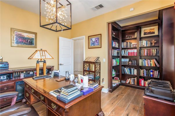 Home Office, Interior, Pendant Lights, Wood Texture Flooring